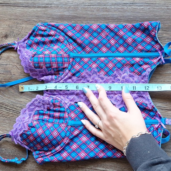 Victorias Secret Sexy Little Thing Blue Plaid Lingerie Corset Top Size 34B - Picture 8 of 8